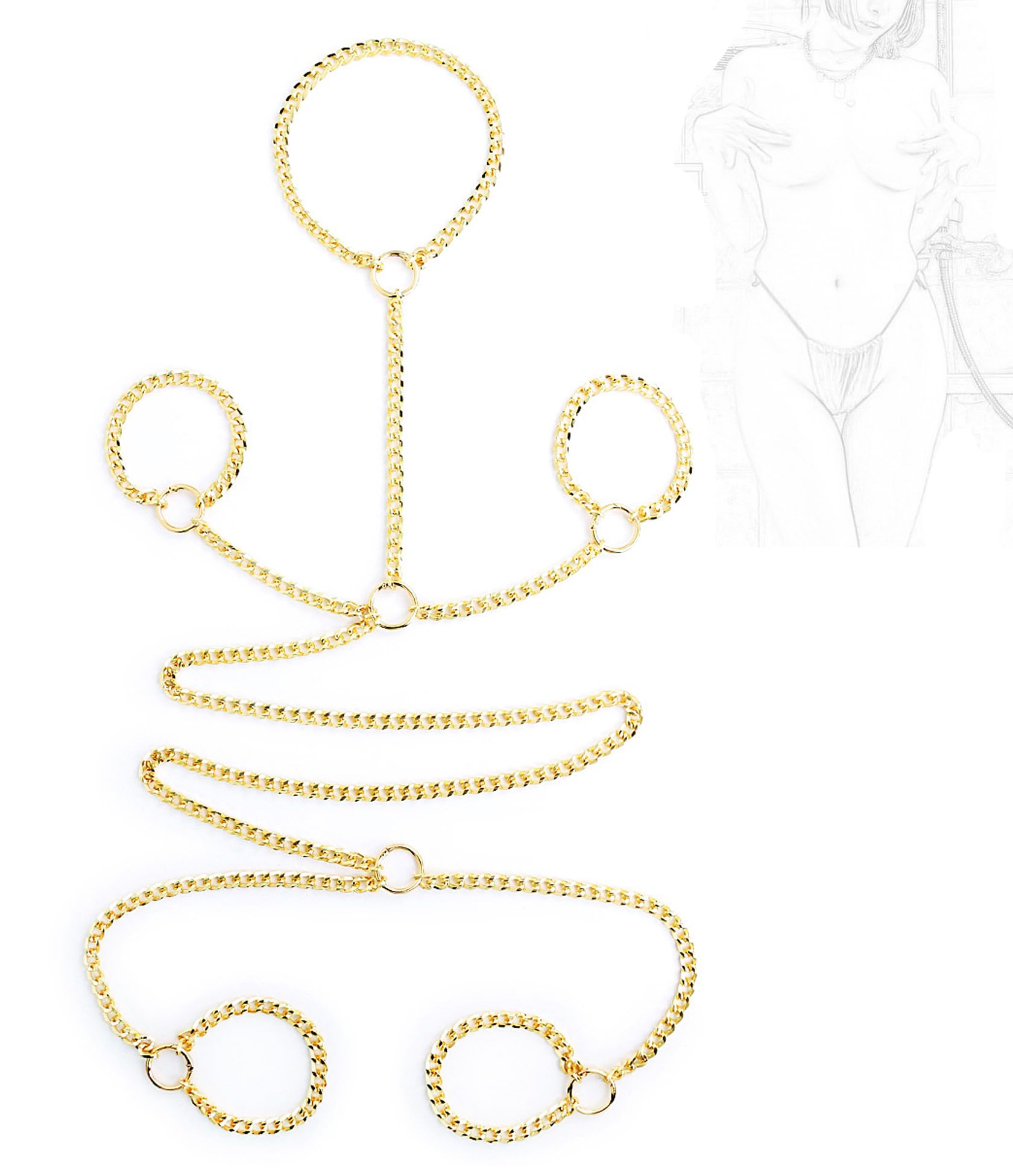 Bondage Set Hand- und Fußfesseln Set Sex Bondage BDSM Metall Handschellen Fußfesseln Set Erotik Bett Sexspielzeug Fetisch SM Erotik Sexspielzeug für Frauen und Männer Paare (Gold)