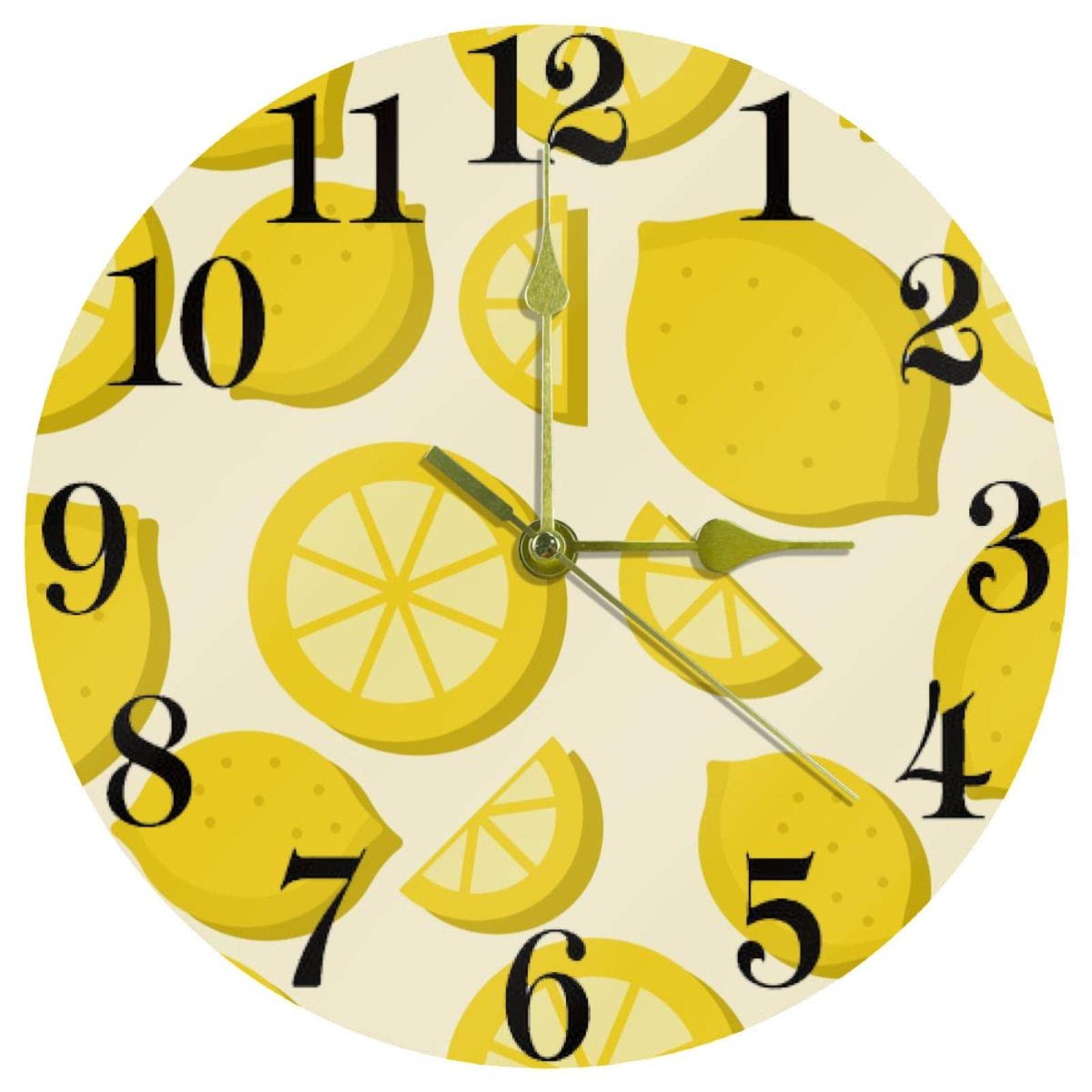Horloge murale d'été à quartz de 25,4 cm ronde à piles avec motif fruits
