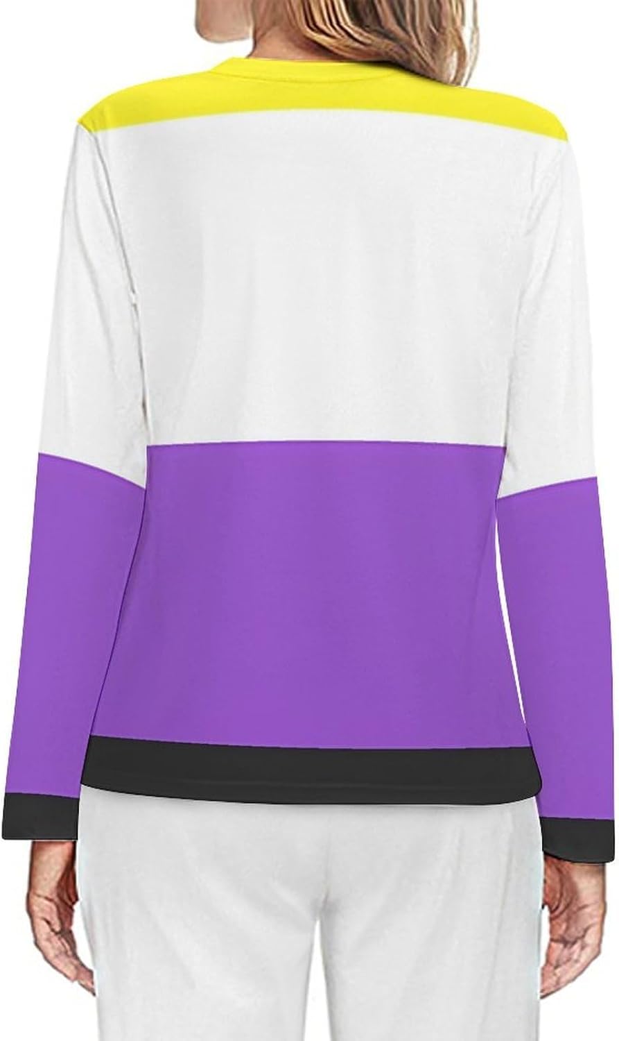Non-binary Flag Women's Pajama Top Sleepwear Pajamas Sleep T-Shirt Long Sleeve Shirt Crewneck Tee