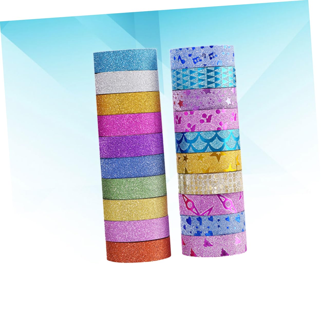 NUOBESTY Rouleaux de Rubans Adhésifs en Papier OPP Décoratifs Pailletés et Unis Lot de 20 Faciles à Utiliser Couleur Aléatoire d'espaces Personnels pour Décoration et Albums Créatifs