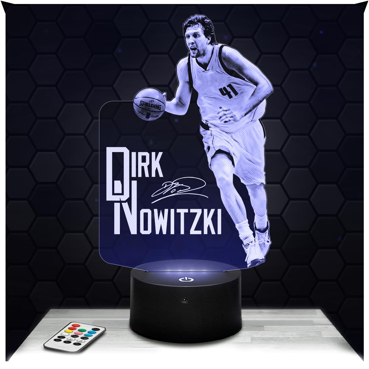 Lampephoto.fr - Dirk Nowitzki 3D Lamp, Night Light 3D LED Illusion Lamp, Basketball Player, German Basket, Sports Object Athlete, Gift idea for Boy's Room, Night Light for Children's Bedroom