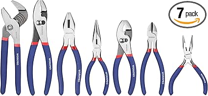 7-piece WORKPRO Pliers Set with Groove Joint, Long Nose, Slip Joint, Linesman, and Diagonal Pliers for DIY & Home Use