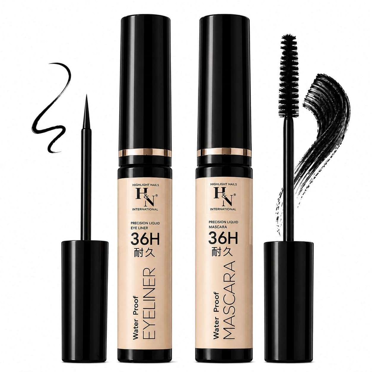 H&N Professional Eye Makeup Combo | Volume Mascara & Matte Black Eyeliner for All Day Wear-image-30