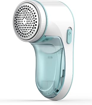 Fabric Shaver, Lint Remover Sweater Shaver, Effectively and Quickly Remove Pills, Lint Shaver with Stainless Steel 3-Leaf Blades and Safety Lock ProtectionGreen & White