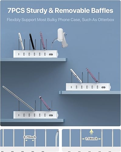 Miniatura 4 de SooPii Estación de carga de 60 W y 6 puertos para múltiples dispositivos, PD 20 W USB C carga rápida para teléfono 141312, 6 cables cortos