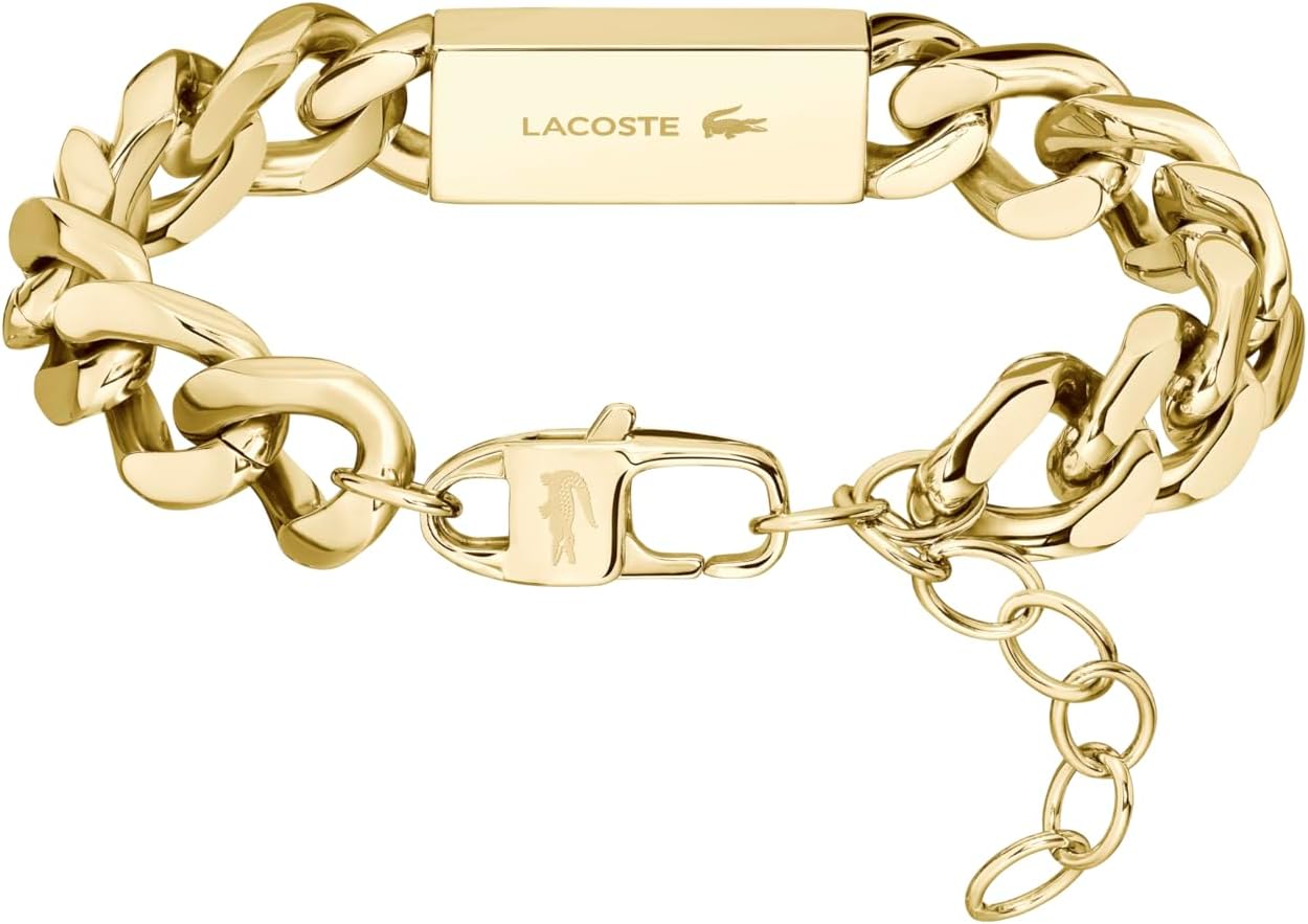 Lacoste Backhand Collection - Chain Bracelet for Men - Stainless Steel Jewelry - Adjustable Band - Modern Design, Fashion Accessory - Gift for Him