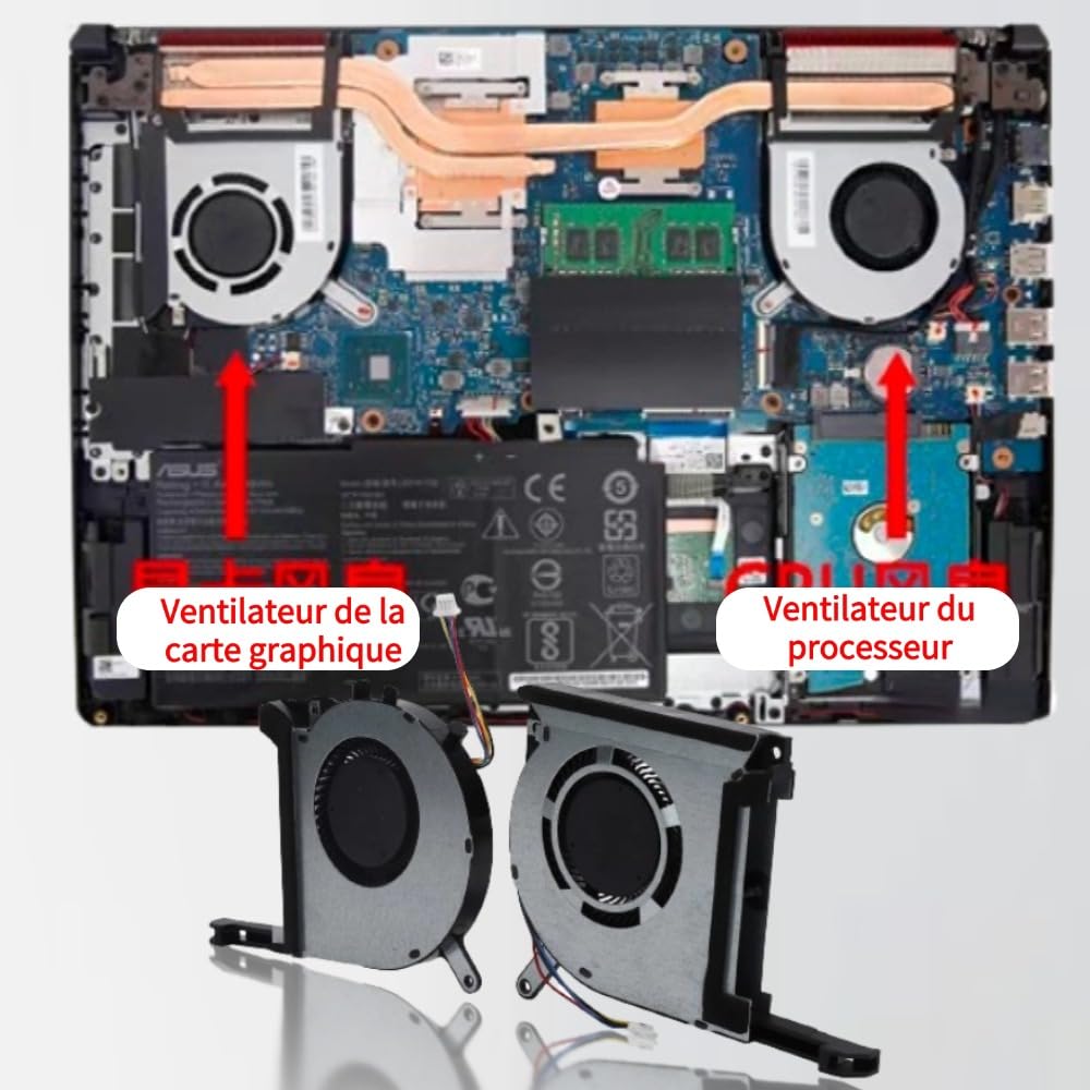 TUF Gaming, 2 Ventole di Raffreddamento CPU GPU per Laptop Fa506 Fx505g Fx505 F TUF FX505ge FX505gm FX505dt FX705 506 Fx505dy Fx505gt Sostituzione per
