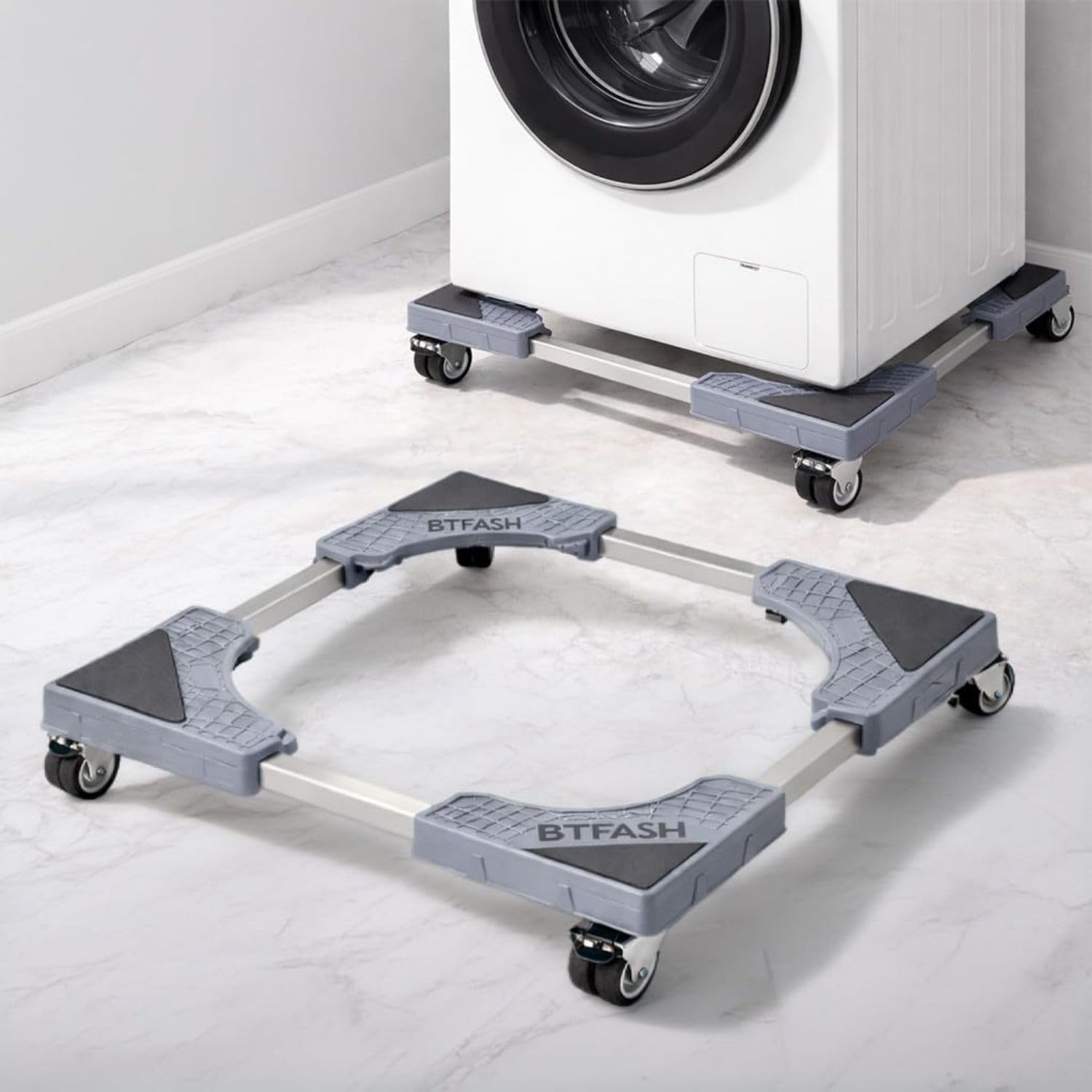 Heavy-Duty Washing Machine & Refrigerator Stand with 360° Rotating Double Wheels and Wheel Lock System | Anti-Rust Steel Frame | Load Capacity up to 180 KG-image-18