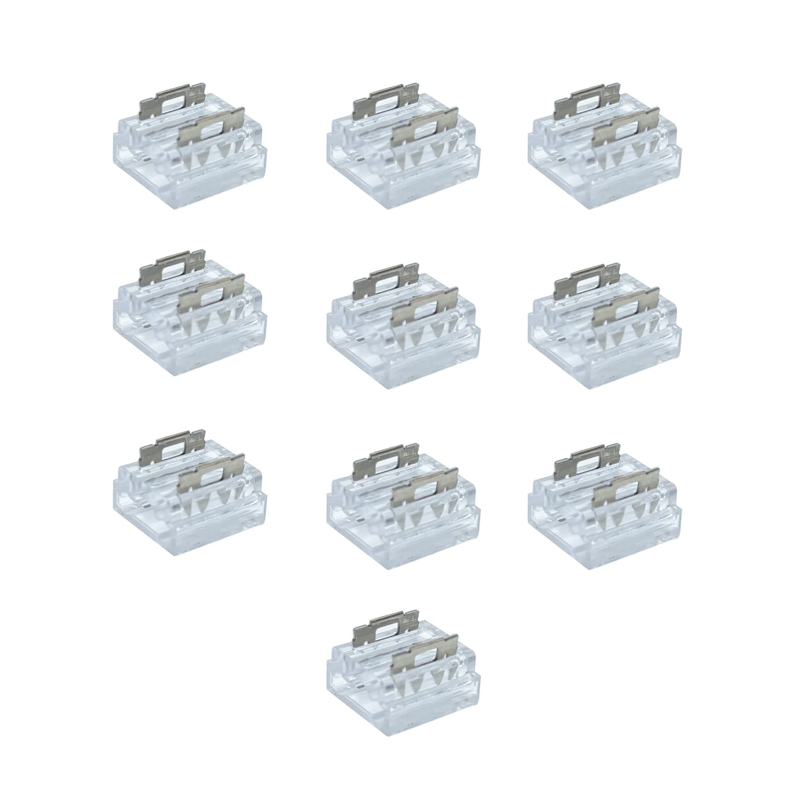 10Packs Transparent 2-Pin LED Light Strip Connectors 8mm Unwired Gapless Solderless Adapter Terminal Extension for SMD 5050 LED Strip COB LED Strip (10Pack 2PIN Connector) (10mm)