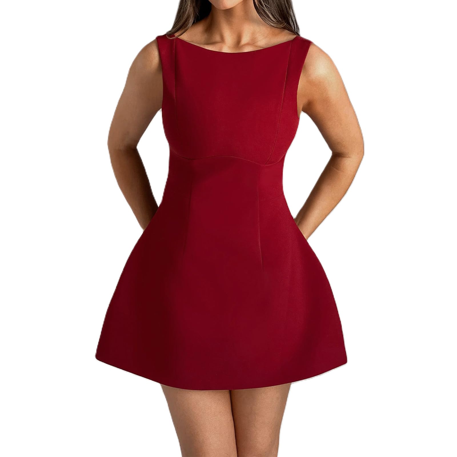 Women Sexy Backless Mini Dress Sleeveless Open Back A Line Formal College Graduation Dress