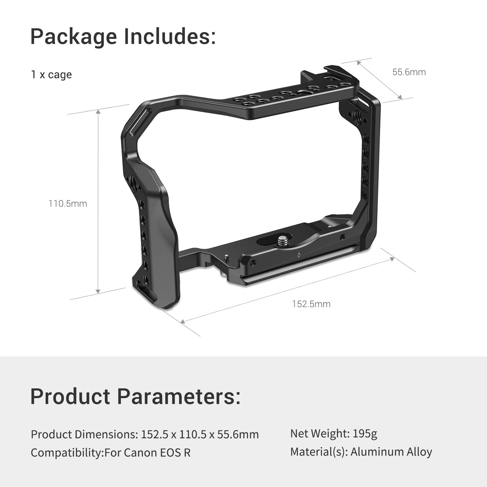 SMALLRIG Cage per EOS R Compatibile con per Canon R - 2803