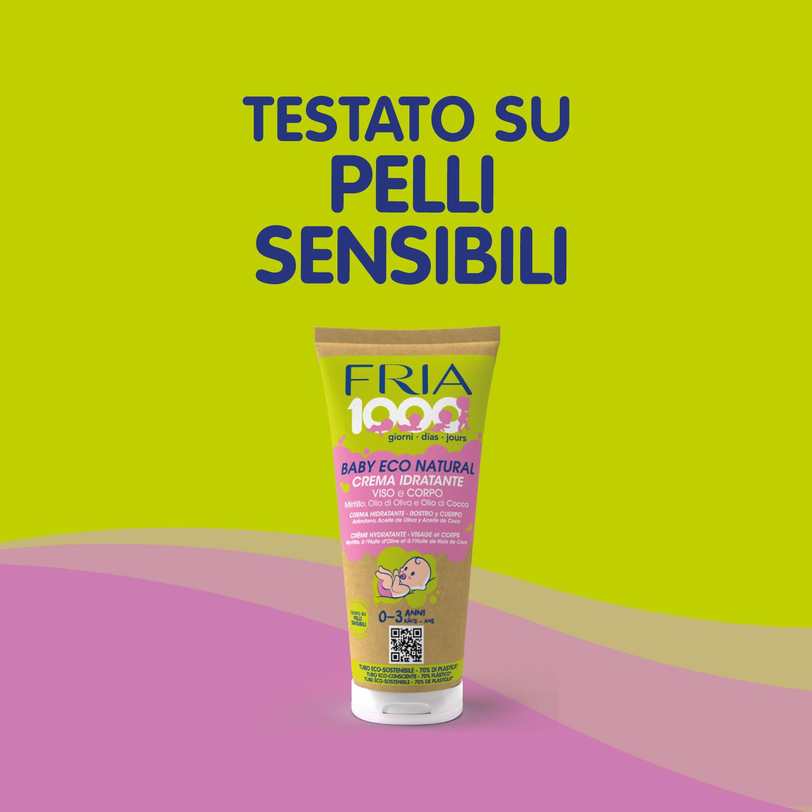 Fria 1000Giorni Crema Corpo e Viso Neonato Bambino Eco Natural con Olio di Cocco e Oliva 200ml