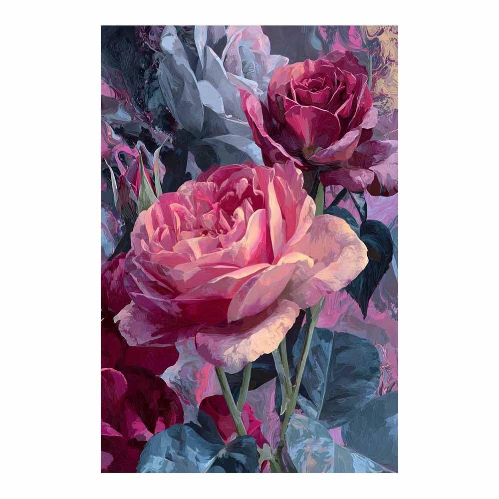 Xeniou Multicolor Flowers Canvas Pink Ros Floral Print Canvas Wall Art, For Bedroom Office Home Decorations(Multicolor)-80X120cm Unframed