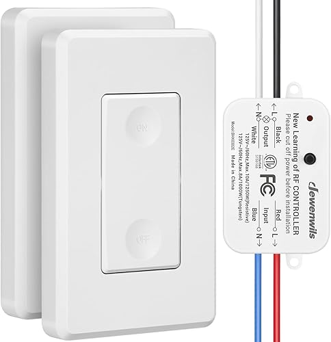 Miniatura 8 de DEWENWILS Kit de interruptor de luz inalámbrico y receptor, no requiere cableado en la pared, interruptor de pared con control remoto para luces de