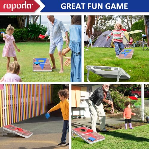 Image of ROPODA Portable Cornhole Board Set,24x16 / 30x20in Corn Hole Games for Adults with 8 Bean Bags, Lightweight Aluminum Alloy Edging Cornhole Set for Outdoor Games, Beach and Tailgates