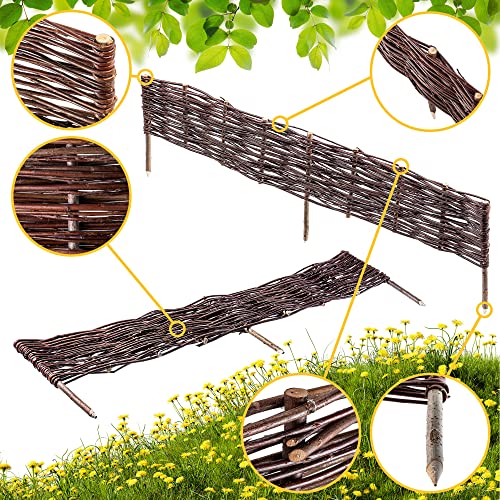 KADAX Palisade aus Weide, natürlicher Weidenzaun, handgemachter Weidenflechtzaun, Gartenzaun für Wegabgrenzung und Beete, Zaun Rasenkante (10 Stück 120x40cm)