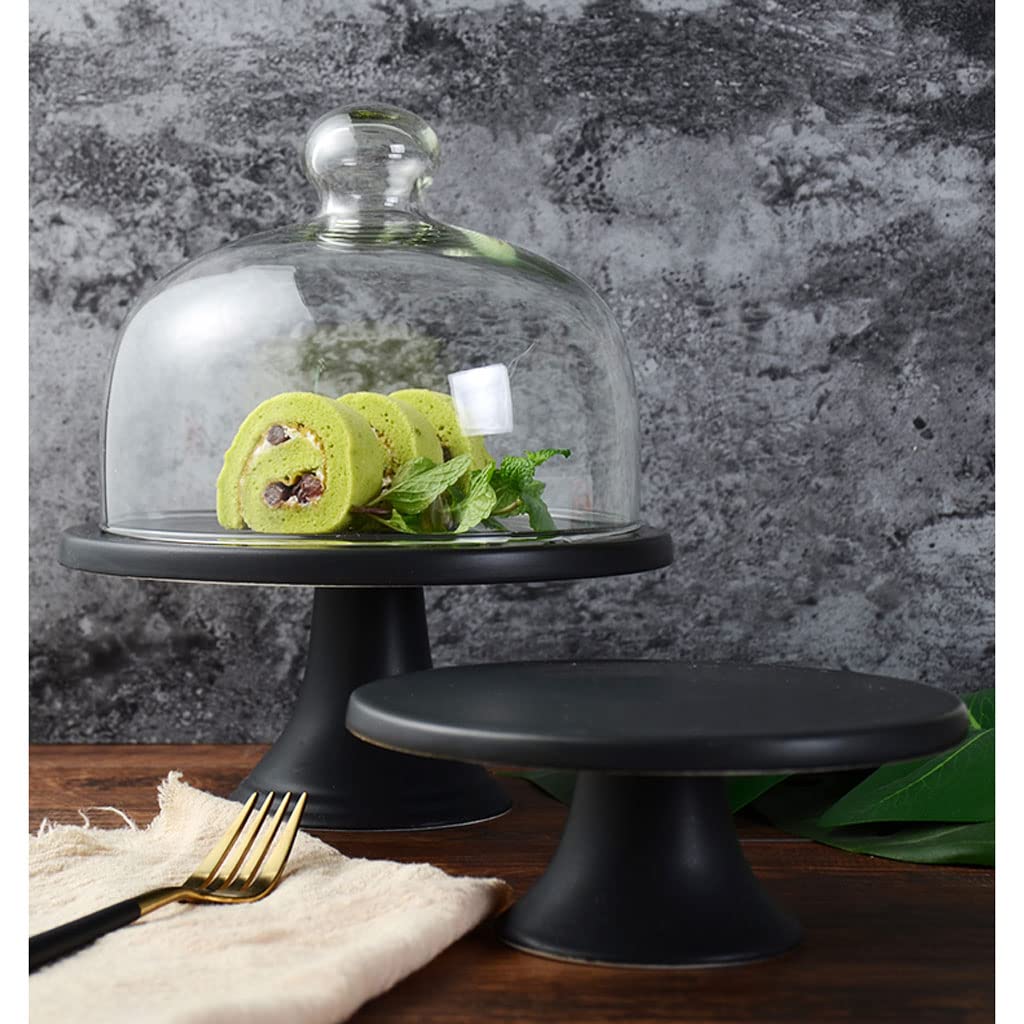 Soporte para tartas Ceic negro mate con tapa de cúpula, servidor de exhibición de pasteles retro y soporte multifuncional para servir y soporte para cupcakes para decoración de cocina