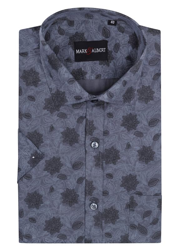 Image of MARK & ALBERT Men's 100% Cotton Printed Half Sleeves Regular Fit Shirt for Men
