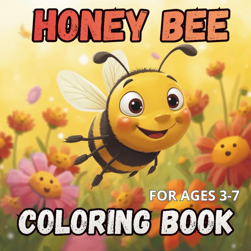 HONEY BEE COLORING BOOK FOR KIDS AGES 3–7: Cute and Easy Bee Coloring Pages for Toddlers and Preschoolers | Fun, Simple, and Adorable Animal Coloring Activity Book