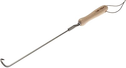 TURBO PRODUKTE Barbecue Hook Meat Spatula with Wooden Handle Length 45 cm Stainless Steel Barbecue Cutlery Rustproof Integrated Bottle Opener