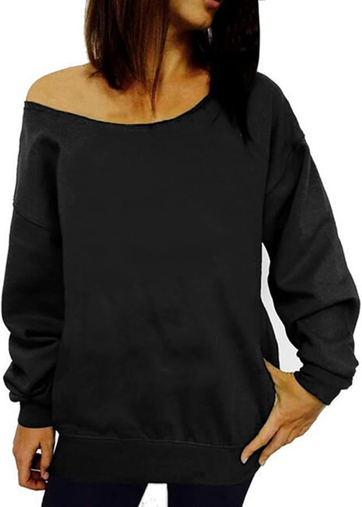 lymanchi Women Off Shoulder Sweatshirt Wide Neck Long Sleeve
