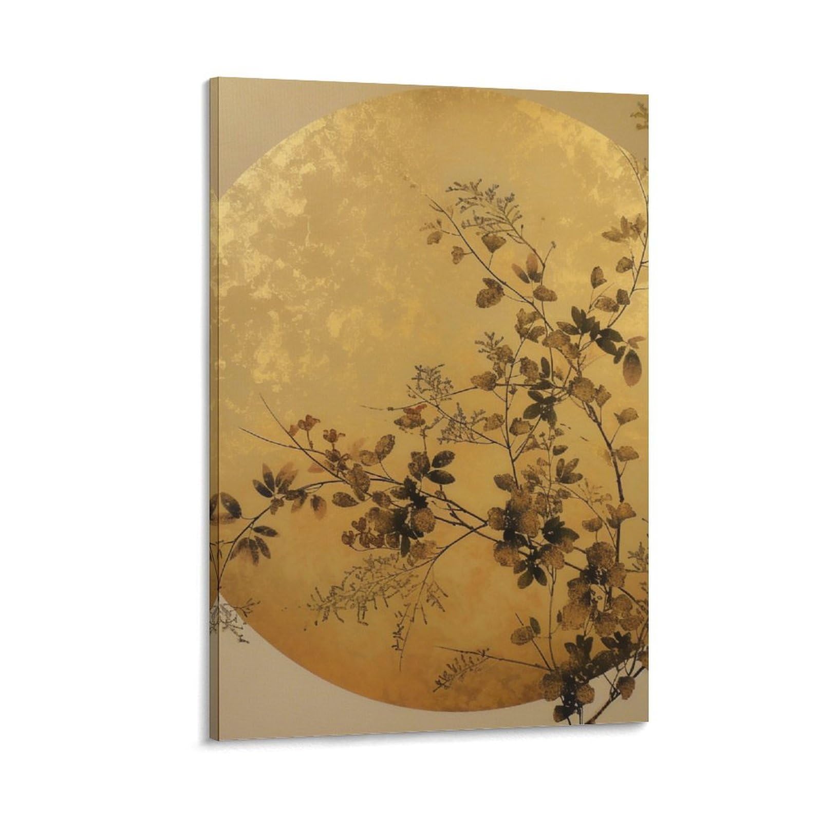 DHBANEIOK Golden Leaves Paintings Canvas Wall Art Bedroom Wall Decor Canvas Prints Artwork for Living Room Wall Decorations Home Decor 16x24inch(40x60cm)