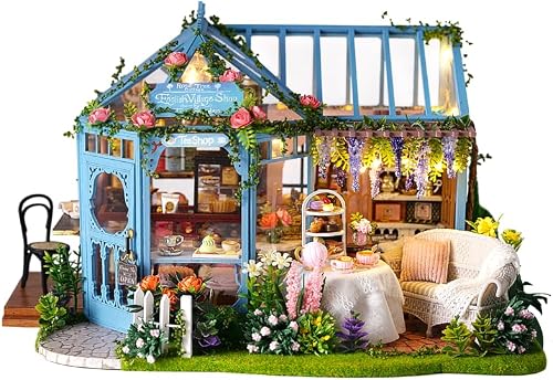 Endless Limit DIY Miniatur Haus Bausatz für Erwachsene,Puppenhaus Gewächshaus mit LED Licht,3D Puzzle Buchstütze aus Holz Modellbausatz Bastelset Bücherregal Deko Geschenken (Rose