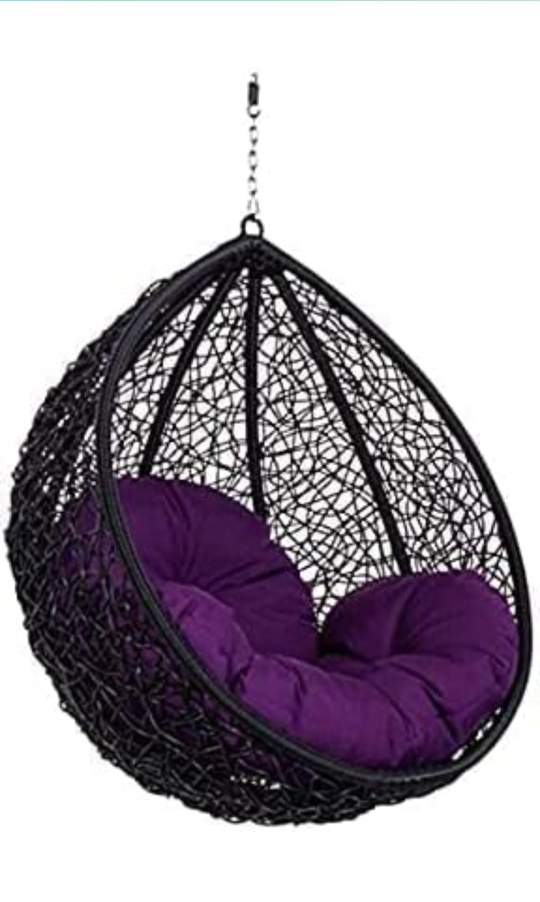Dreamswing Hammock Swing Chair Without Stand for Home, Hanging Swings for Indoor, Outdoor, Home, Patio, Yard, Balcony, Garden (White Yellow hn) (Black/Purple)-image-4