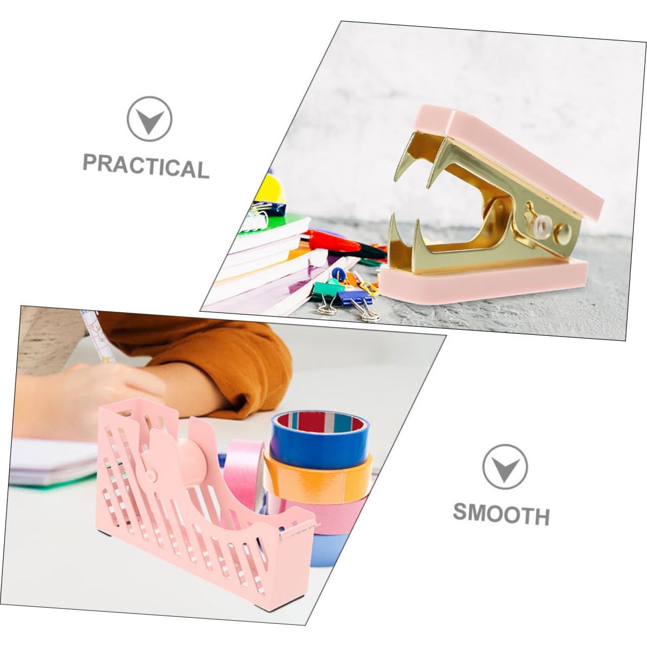 4 Set Accessori per Ufficio con Dispenser per Nastro e Rimuovi Punti Metallici Kit Forniture Scrivania e Conveniente per Casa e Ufficio