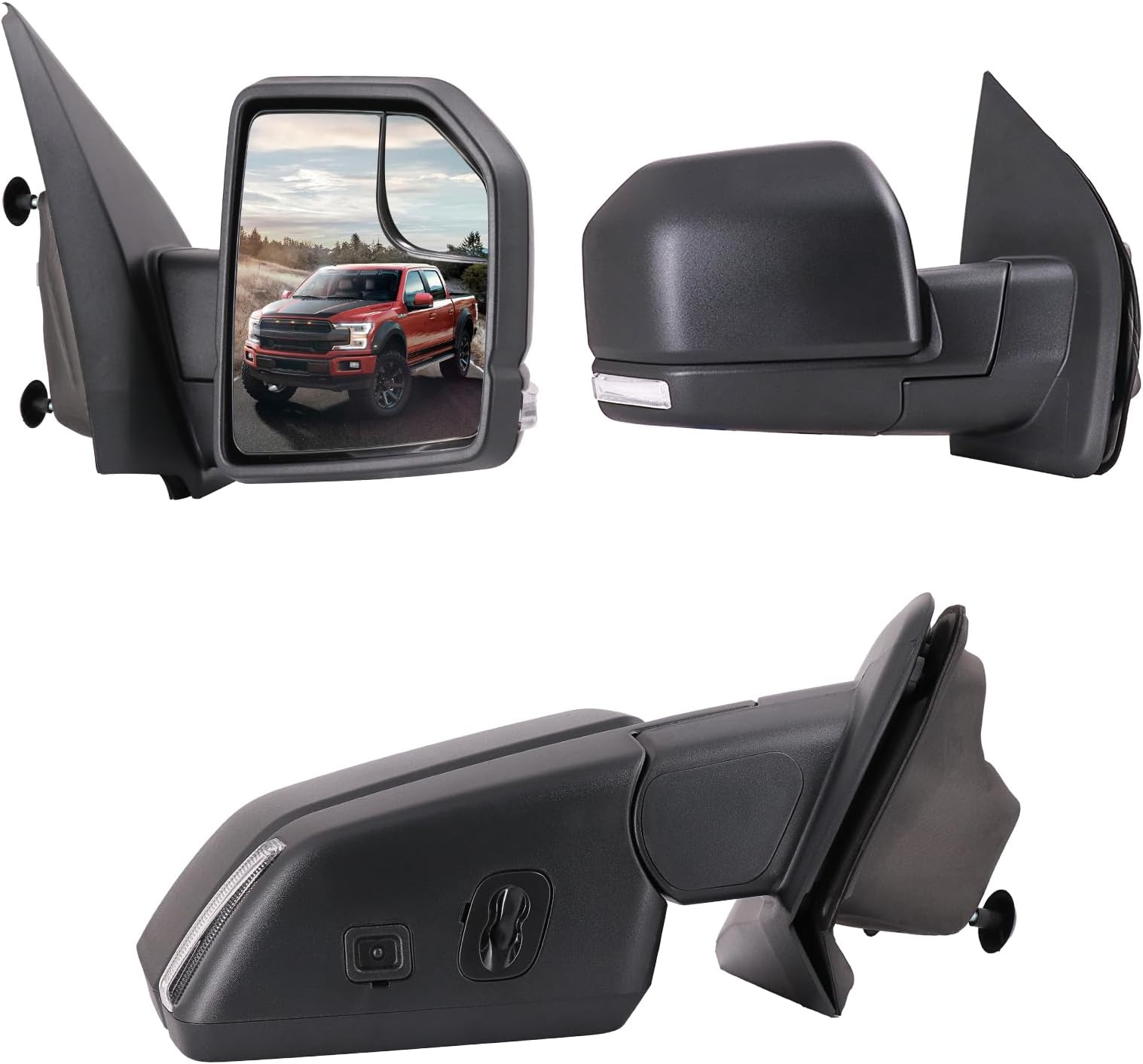 Passenger Side Mirror Side View Mirror Fits Ford F150 2015-2020 w/Heated, Turn Signal, Puddle Lights, External Temperature Sensor(AAT), 10 Pins