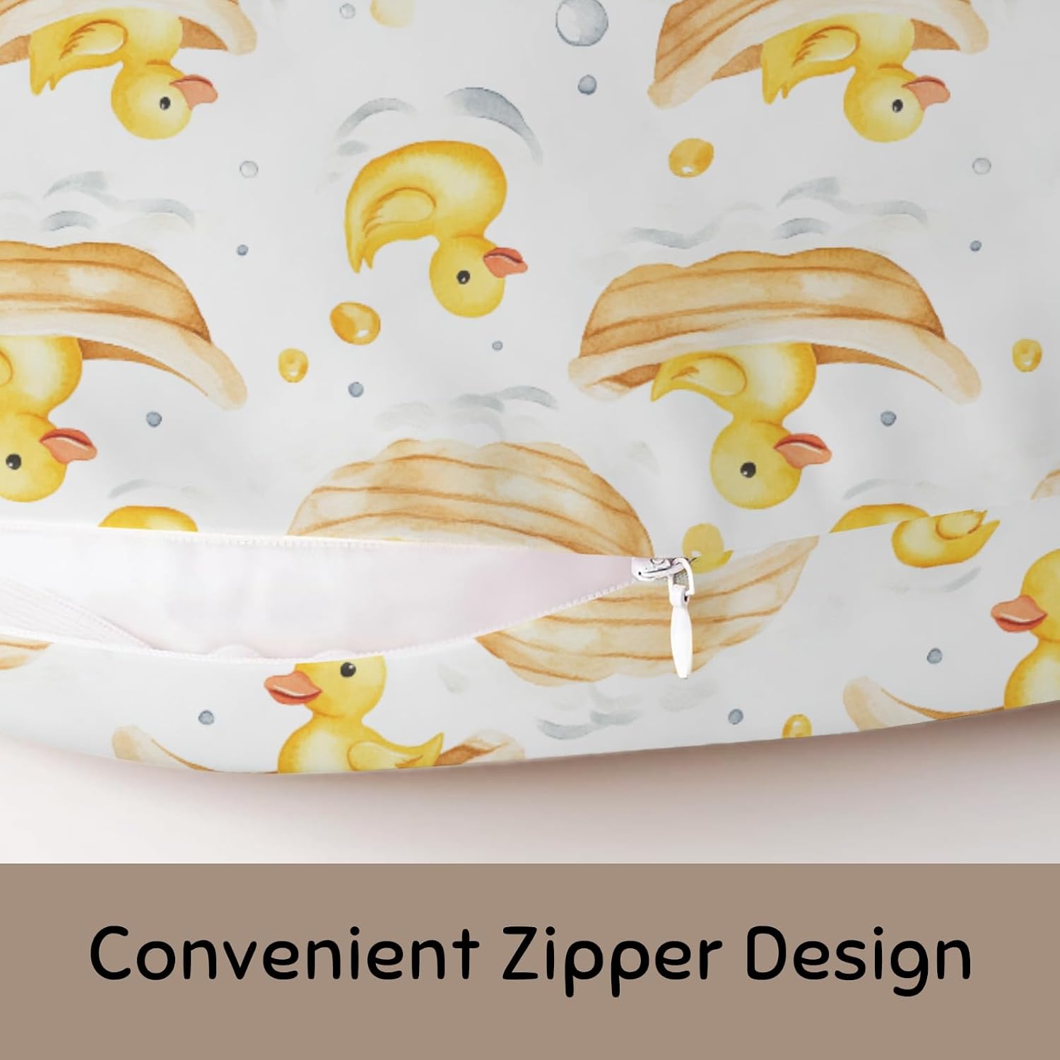 Cute Yellow Ducks Boats Nursing Pillow Cover Stretchy and Soft for Baby Girls Boys Rubber Duck Ships Bubble Nursing Cover for Breastfeeding for Newborn Infant Animal Pillowcase