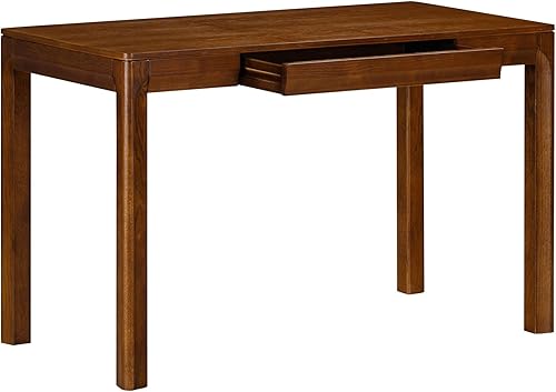 Miniatura 3 de NTC Flow - Mesa de escritorio rectangular de madera moderna con cajón oculto, impermeable y resistente al calor, nogal oscuro