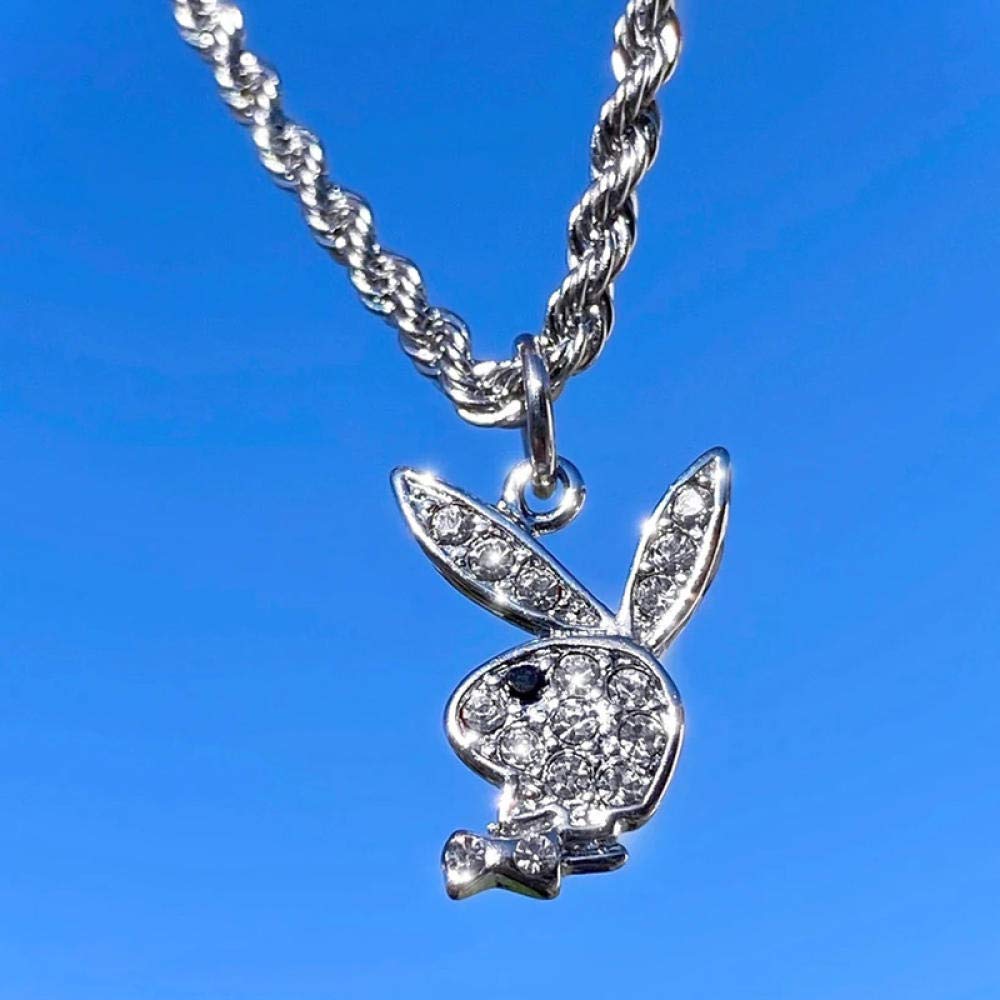 Collana Playboy Bunny Con Ciondolo - Set Acciaio Inox Con Orecchini E Anelli Ombelico - Foto 6