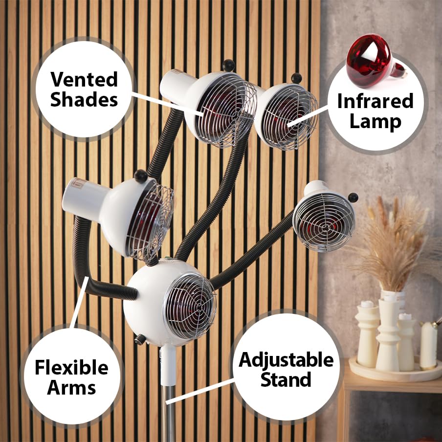 Image of SKINACT 5 Head Infrared Heat Lamp with Flexible Arms, Infra red lamp, Infrared Light