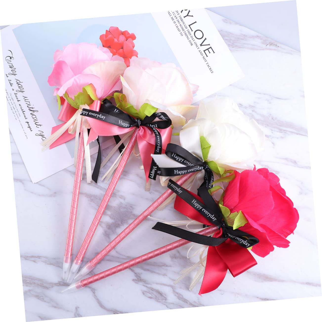 STOBOK Lot De 3 Stylos À Bille Décoratifs Avec Nœud En Forme De Fleur 4 Pièces X 3