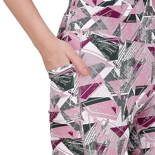 Image of SOIE Women Polyester Blend Sports Shorts High Waist Knee Length with Side Pocket Quick Dry Squat Proof Athleisure Shorts for Workout