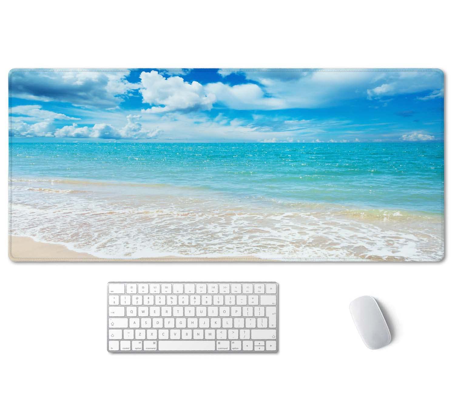 SSOIU Gaming Mouse Pad, Extended Mouse Pad, 35.5x15.7inch XXL Large Big Computer Keyboard Mouse Mat Desk Pad with Non-Slip Base and Stitched Edge for