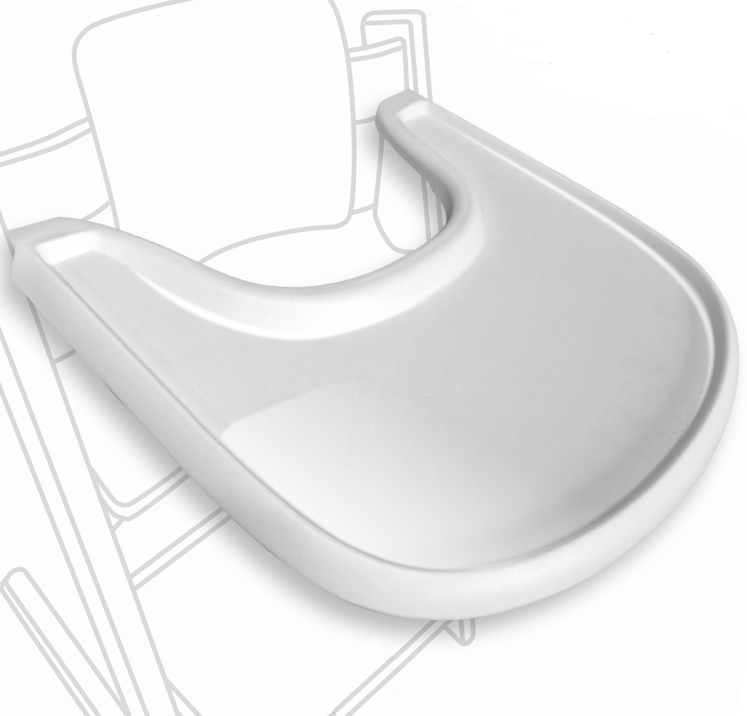 High Chair Table Compatible with Stokke Tripp Trapp Chair with Powerful Smooth Suction Surface, Ergonomic Curved Design, Glossy White
