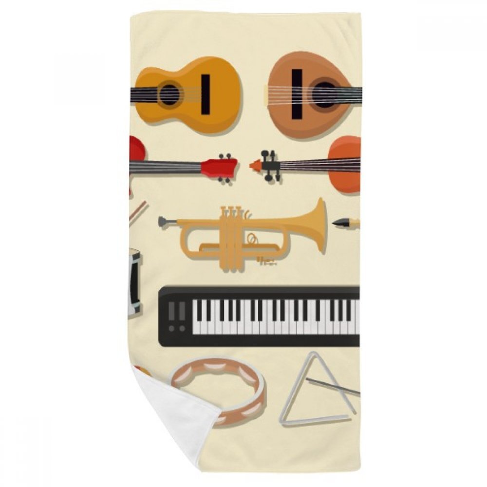 Guitare piano trombone serviette de bain 35X70cm douce multicolor aux finitions soignées