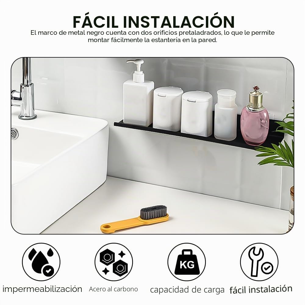 4 Piezas Estanteria Pared Negro 40 cm Estantes Flotantes Metal con Tornillos y Ganchos Baldas Flotantes Pared Metalicas Repisas para Dormitorio Sala de Estar Cocina Baño Oficina(40 x 10 x 4 cm)