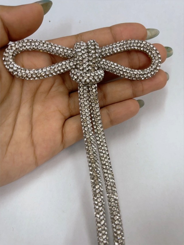 Amazon.com: Rhinestone Bow Brooch Pin for Women Long Tassel