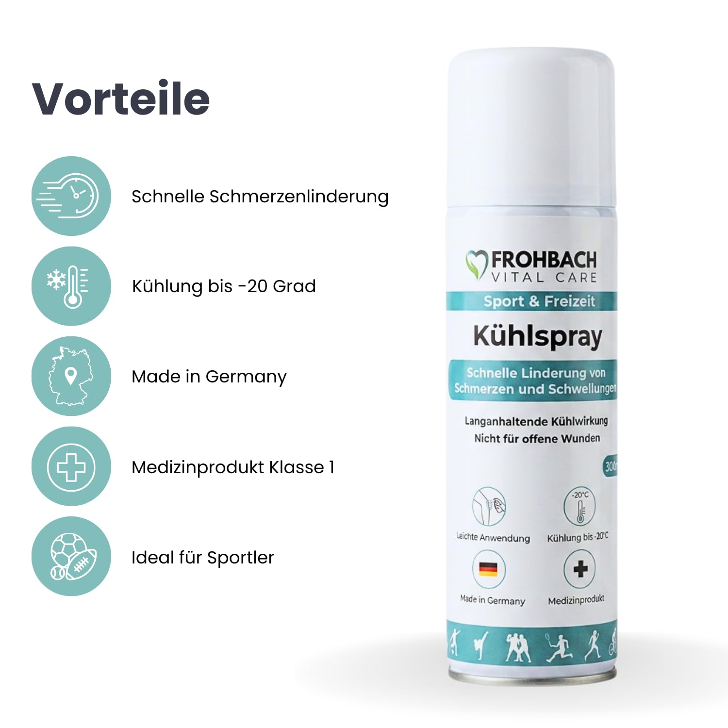 Kühlspray zur Sofortkühlung - 300 ml Erste-Hilfe-Kältespray bei Sportverletzungen, Schmerzen, Stauchungen anderen Beschwerden (12 Stück) | Kältespray Sport