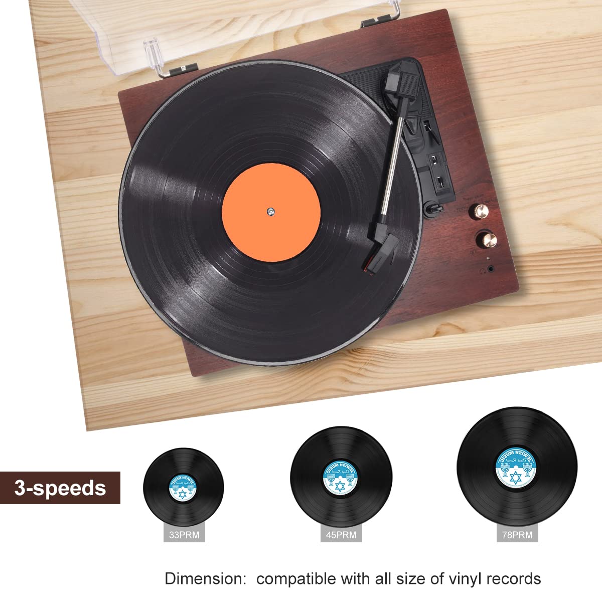 VIFLYKOO Platine Vinyle Bluetooth 5.4, Tourne-Disque Avec