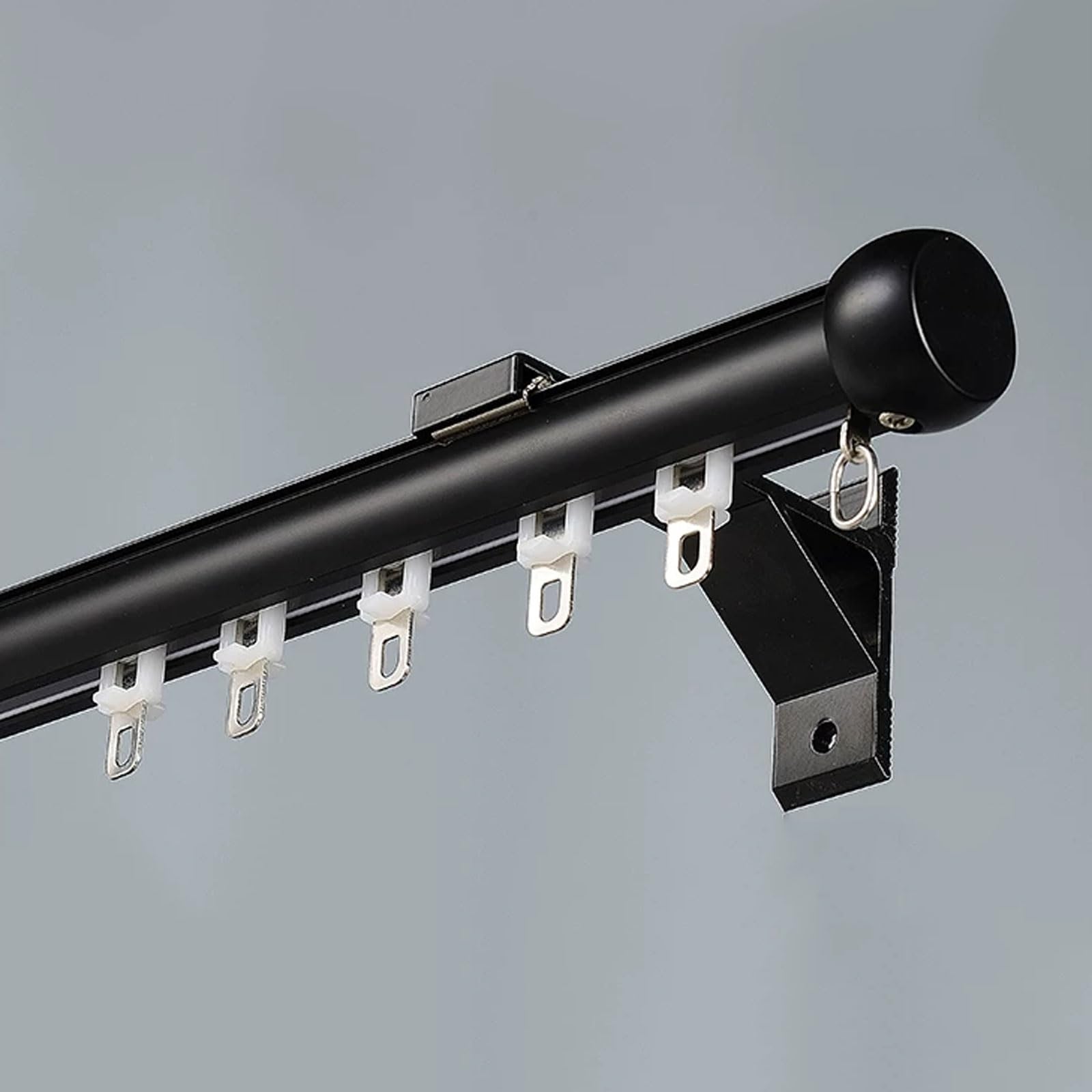 Système de rails de rideaux silencieux à montage mural, installation facile, idéal pour salon, chambre à coucher, bureau et cloisons de séparation de pièce, noir, 0,6 m de long