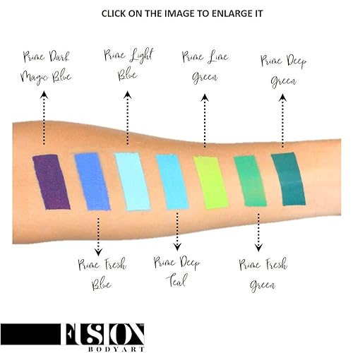 Miniatura 3 de Fusion Body Art Pintura facial profesional  Prime Fresh Blue (1.26 onzas), suministros de pintura facial y corporal activada por agua, calidad