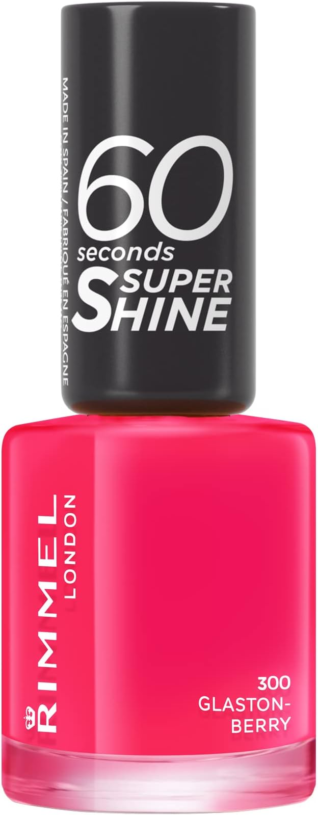 60 Seconds Super Shine Nail Polish, 300 Glaston-Berry, Quick-Dry Nail Polish, Ultra-Shiny Finish, Easy to Apply, Vibrant Colour, Long-Wearing, Clean and Improved Formula, Vegan, 8ml