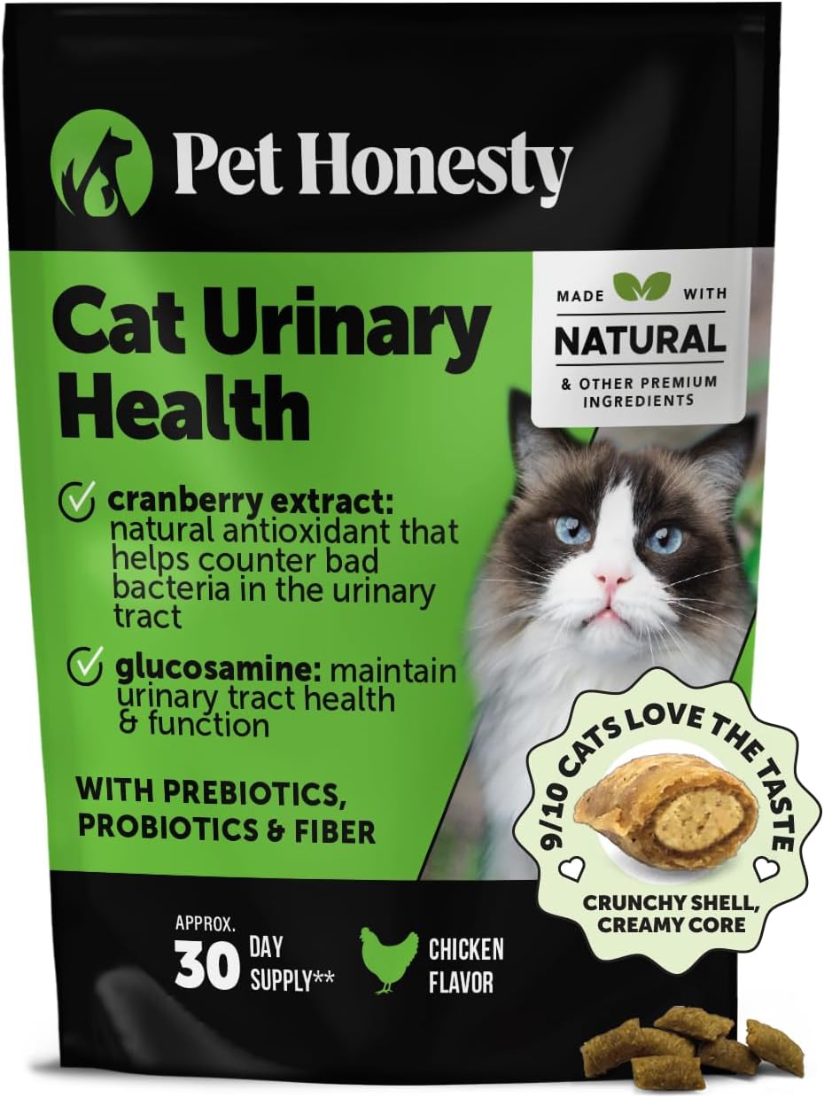 Cat Urinary Tract Health Crunchy & Creamy Chews – Promotes Healthy Digestion & Normal Bladder Function with Cranberry, Antioxidants, & Probiotics – Gut + Bladder Support Supplement (30 Day Supply)