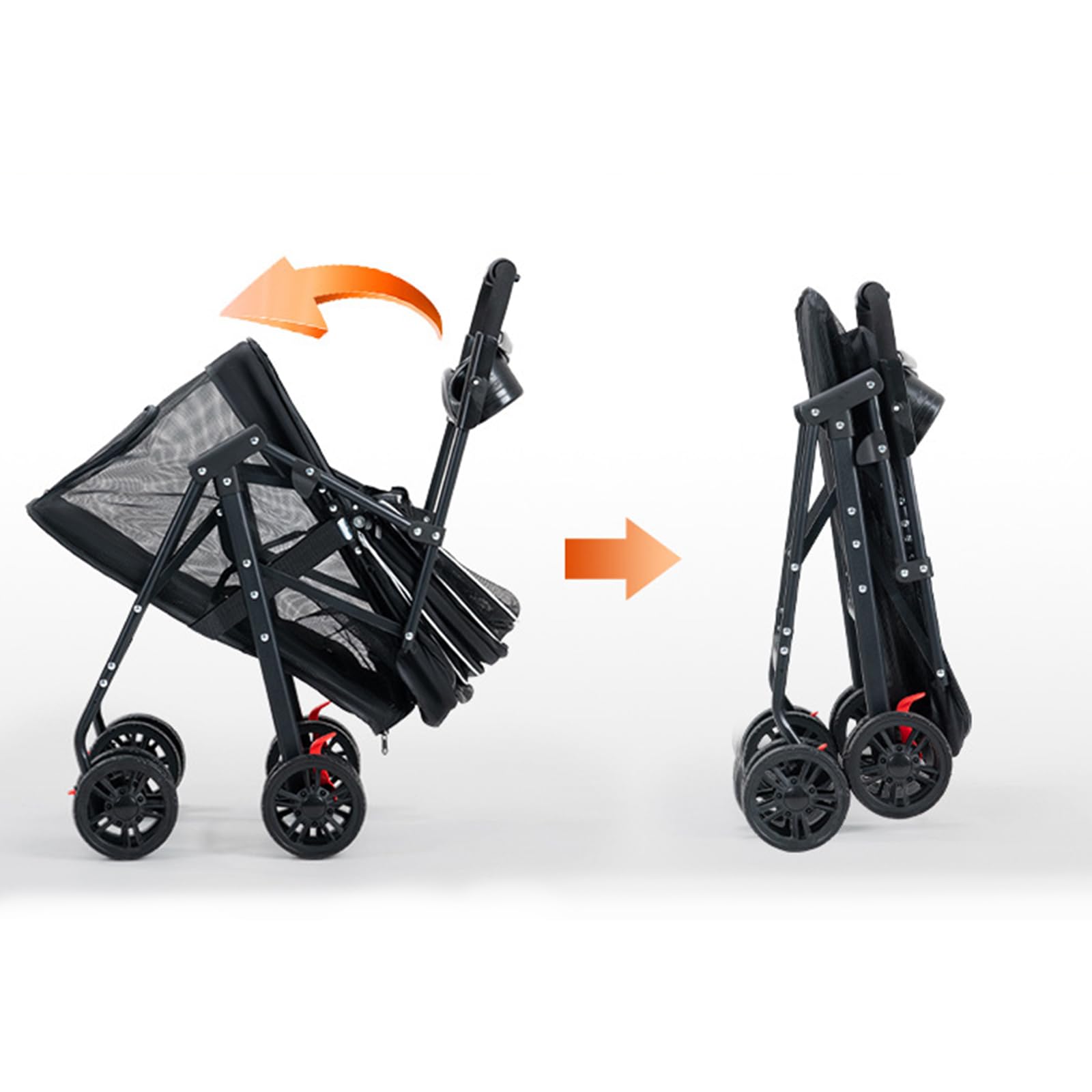 Transportín para perros con ruedas, mochila plegable para perros con función de carro, paneles de malla transpirable con red elevada para viajes y excursiones con perro o gato (gris y
