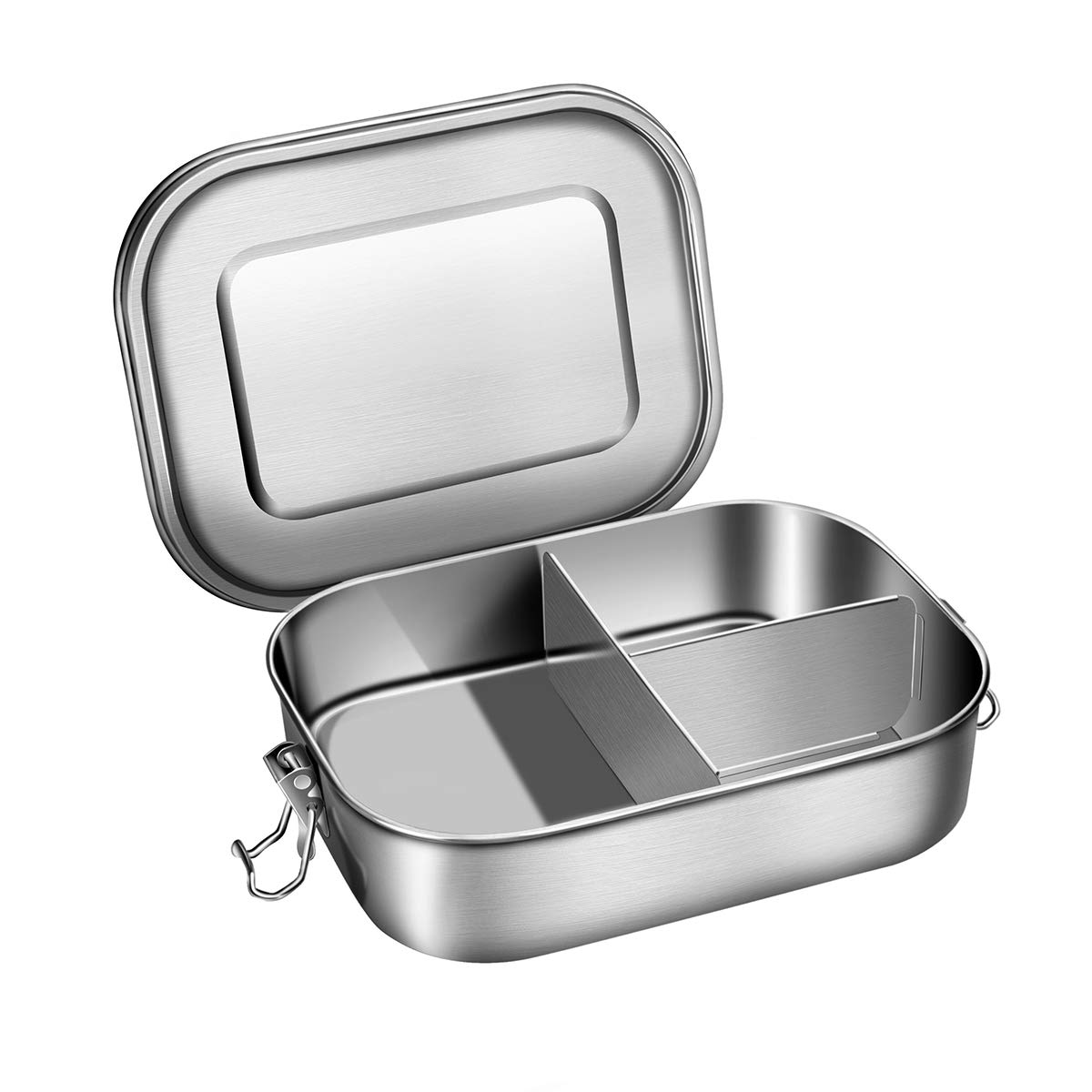 G.a HOMEFAVOR Stainless Steel Divided Lunch Food Container with Lock Clips and 3 Compartments Design, 1400ML Bento Box Lunch Container for Kids or Adults-Dishwasher Safe - Stainless Lid - Leak Proof