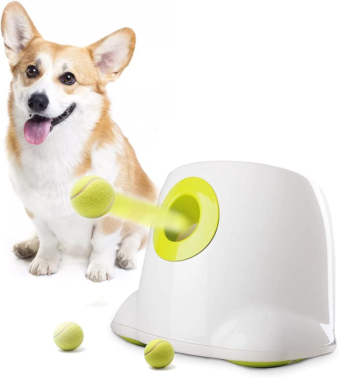 Ballwurfmaschine für Hunde, Ballmaschine Hund mit 6 Tennisbälle, Interaktive Ballmaschine Mit 3 Distanzstufen, Automatischer Ballwerfer für Kleine und Mittlere Hunde, Blau